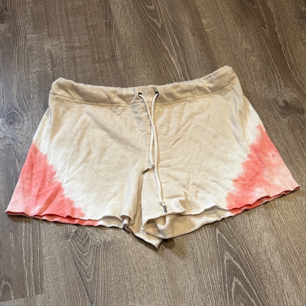 Aerie Cream and Pink Tie-Dye Athletic Shorts